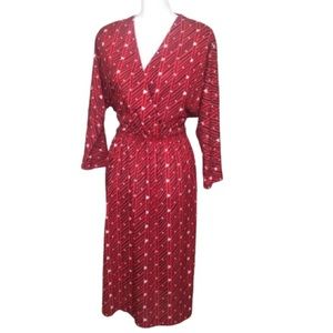 Melissa Petites Vintage casual  printed red dress size 14